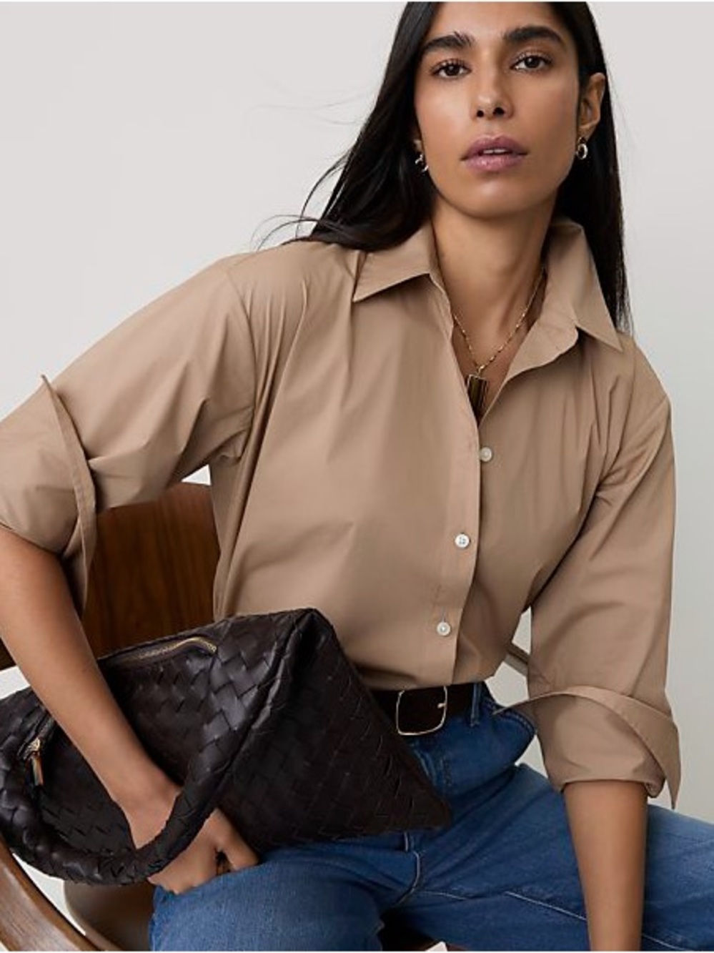 Club Monaco Beige Button-Up Shirt